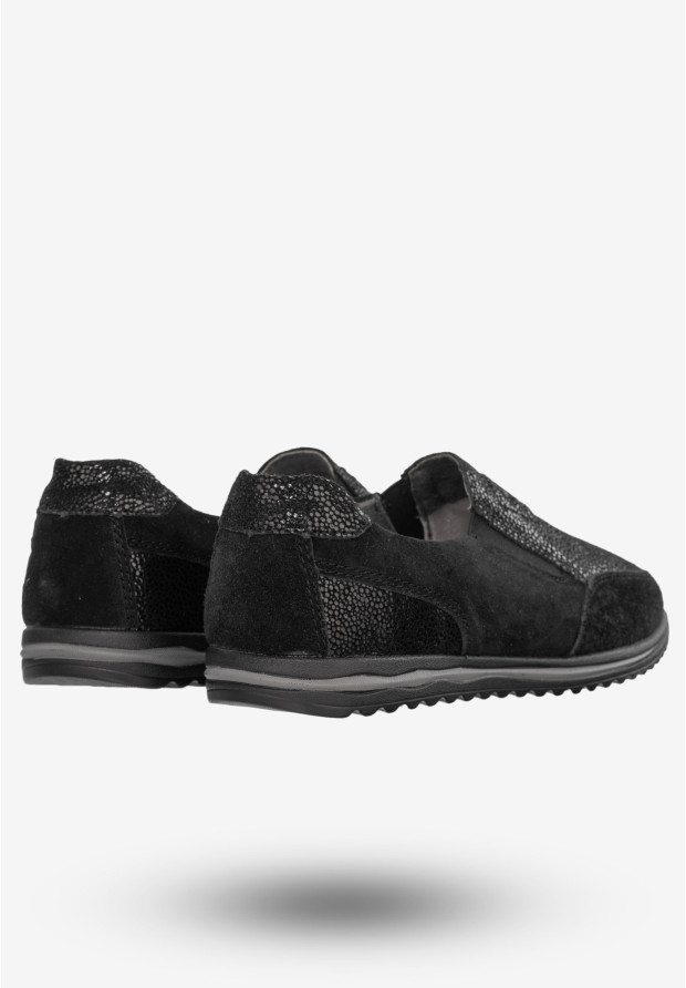 Półbuty Damskie Buty Skórzane Sneakersy Czarne DK FJL160083