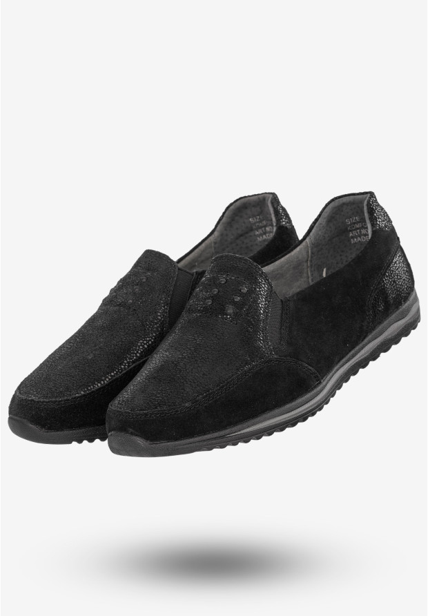 Półbuty Damskie Buty Skórzane Sneakersy Czarne DK FJL160083