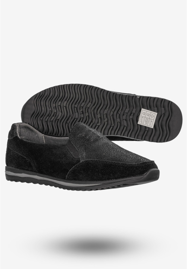 Półbuty Damskie Buty Skórzane Sneakersy Czarne DK FJL160083
