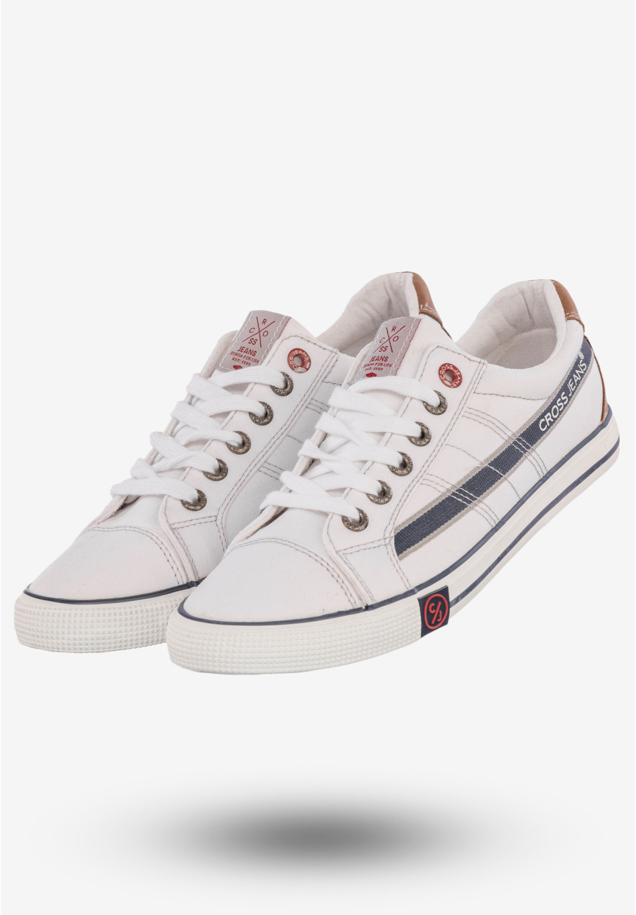 Tenisówki Męskie Trampki Buty Cross Jeans Białe FF1R4042C