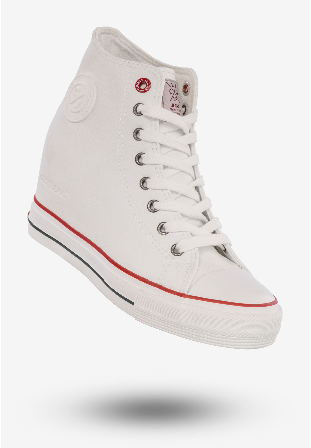 Trampki Damskie Buty Na Koturnie Półbuty Cross Jeans Białe II2R4024C