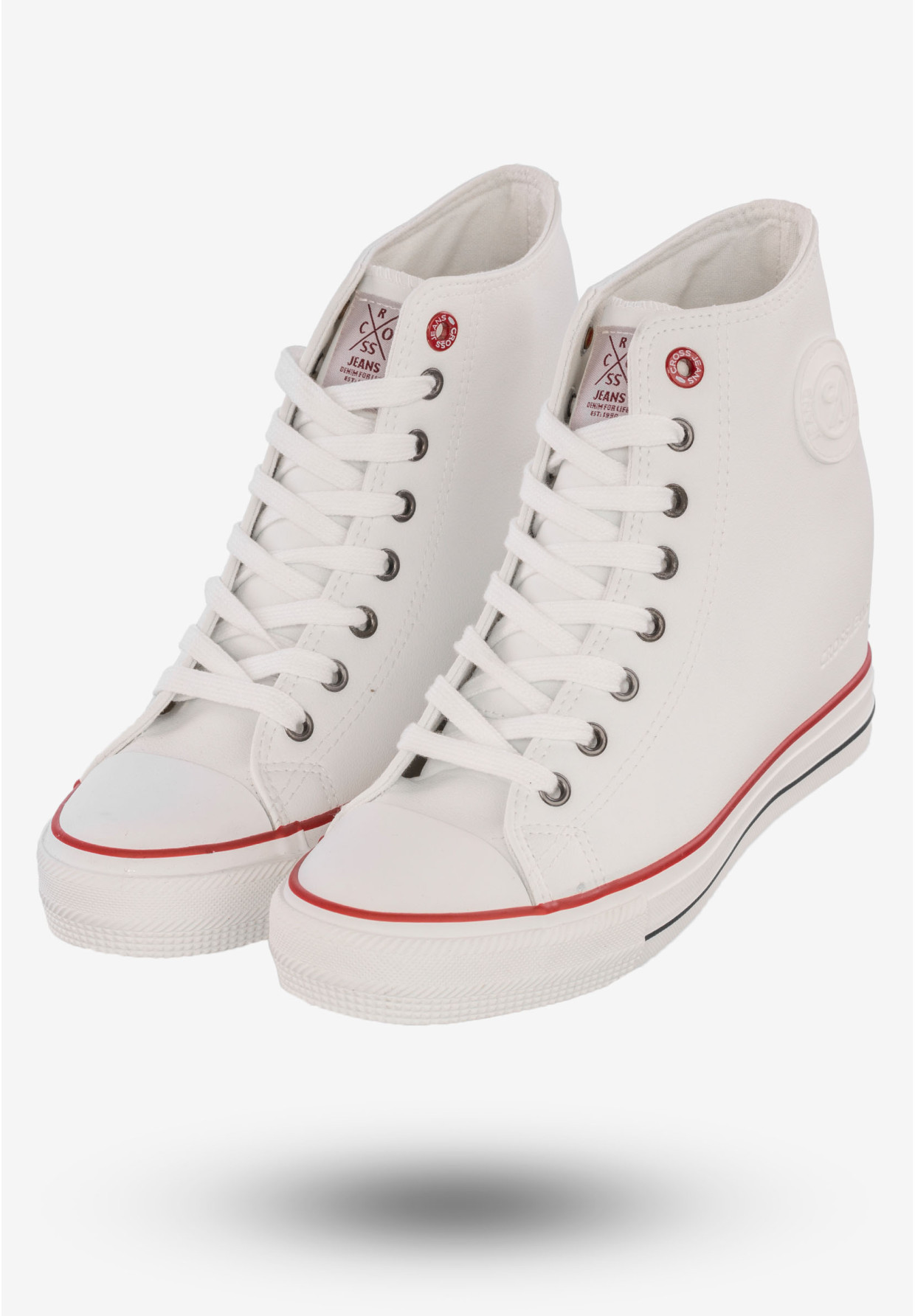 Trampki Damskie Buty Na Koturnie Półbuty Cross Jeans Białe II2R4024C