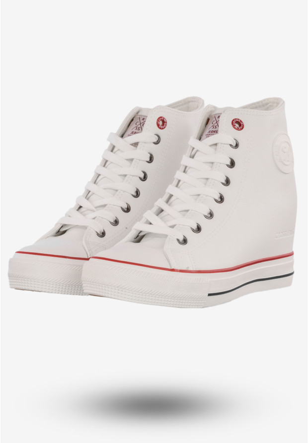 Trampki Damskie Buty Na Koturnie Półbuty Cross Jeans Białe II2R4024C