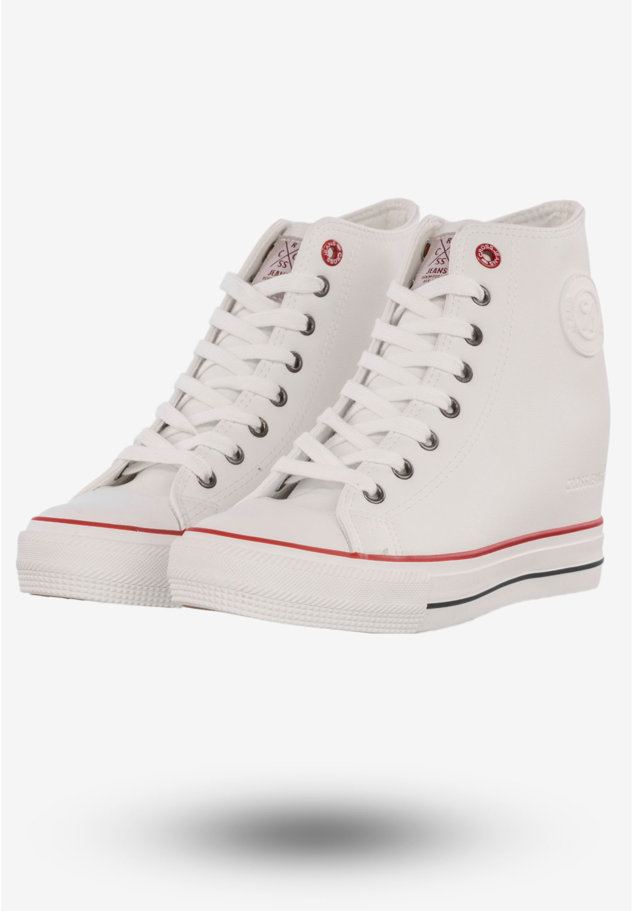 Trampki Damskie Buty Na Koturnie Półbuty Cross Jeans Białe II2R4024C