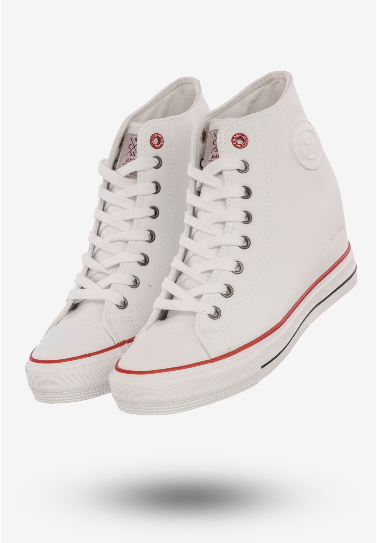 Trampki Damskie Buty Na Koturnie Półbuty Cross Jeans Białe II2R4024C