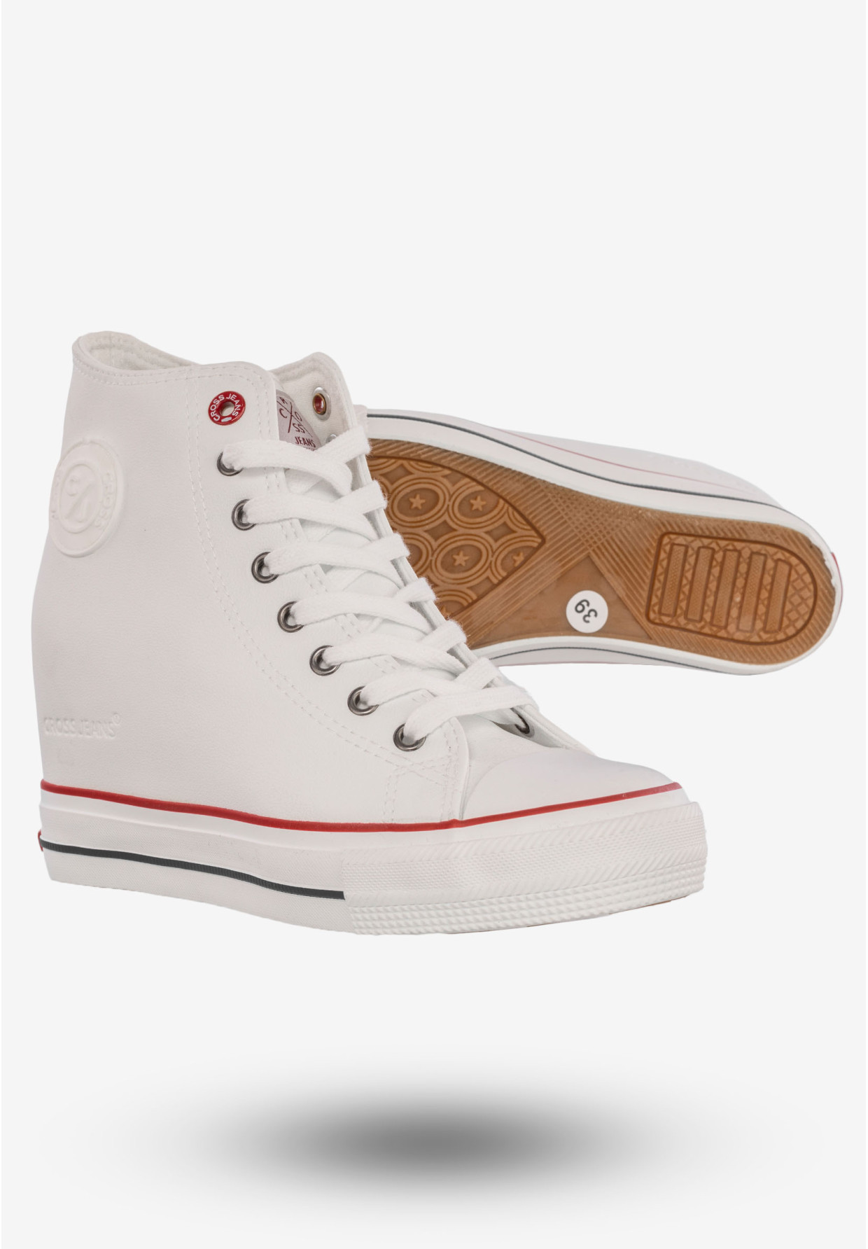 Trampki Damskie Buty Na Koturnie Półbuty Cross Jeans Białe II2R4024C