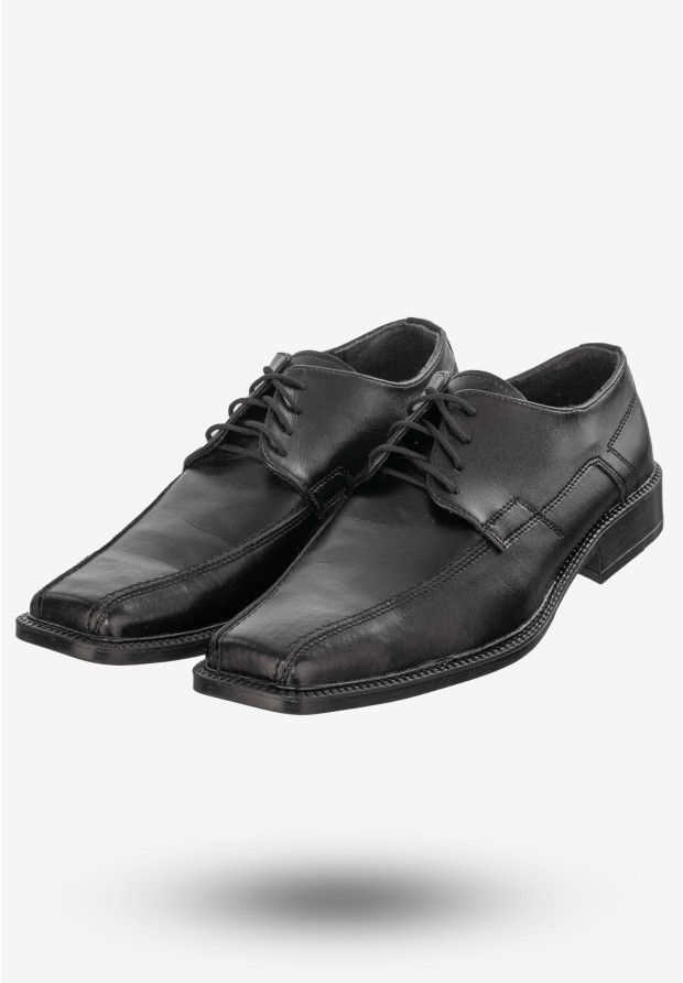 Półbuty Wizytowe Męskie Buty Eleganckie Skórzane Activ Czarne kom