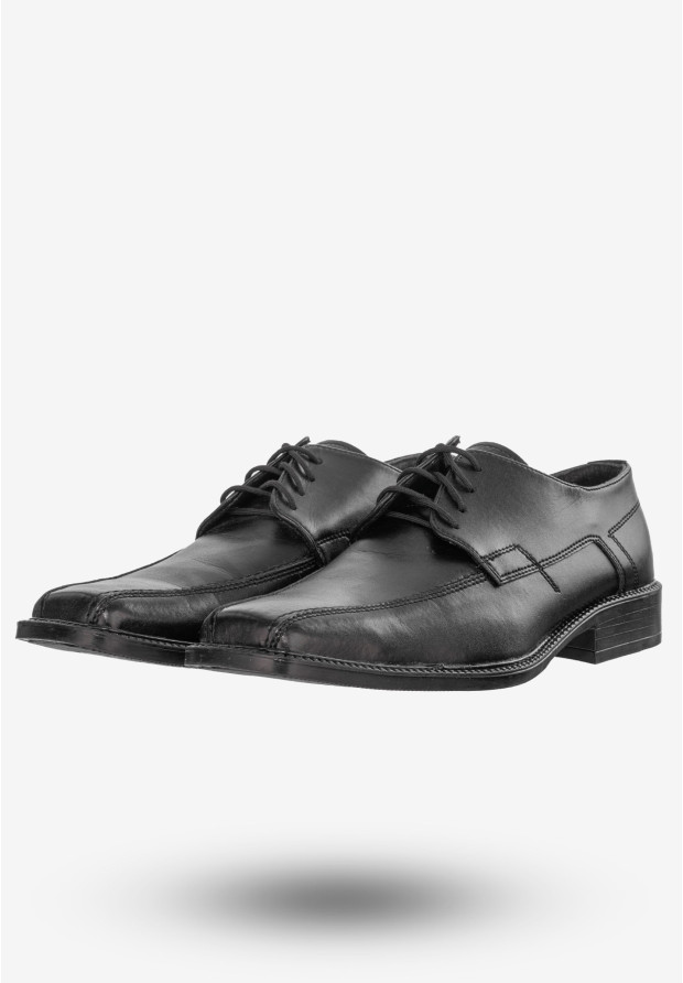 Półbuty Wizytowe Męskie Buty Eleganckie Skórzane Activ Czarne kom