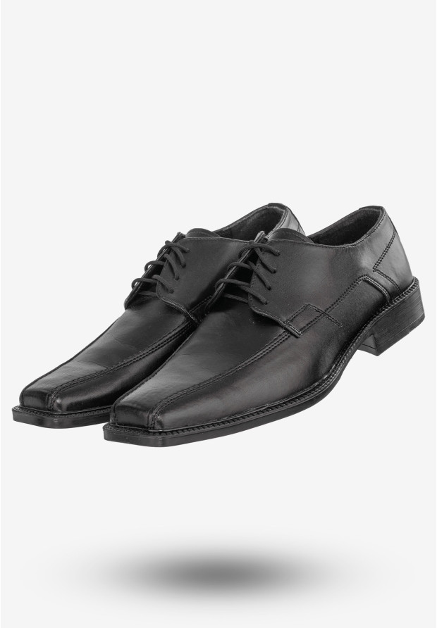 Półbuty Wizytowe Męskie Buty Eleganckie Skórzane Activ Czarne kom