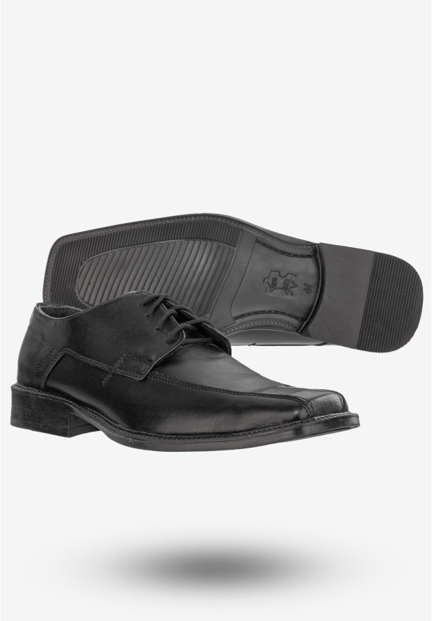 Półbuty Wizytowe Męskie Buty Eleganckie Skórzane Activ Czarne kom