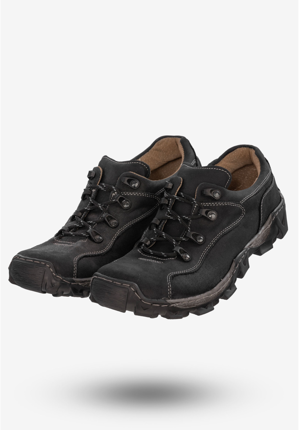 Trekkingi Męskie Buty Skórzane w góry Rammit Czarne 639/1d