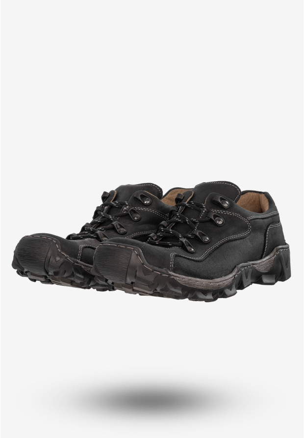 Trekkingi Męskie Buty Skórzane w góry Rammit Czarne 639/1d