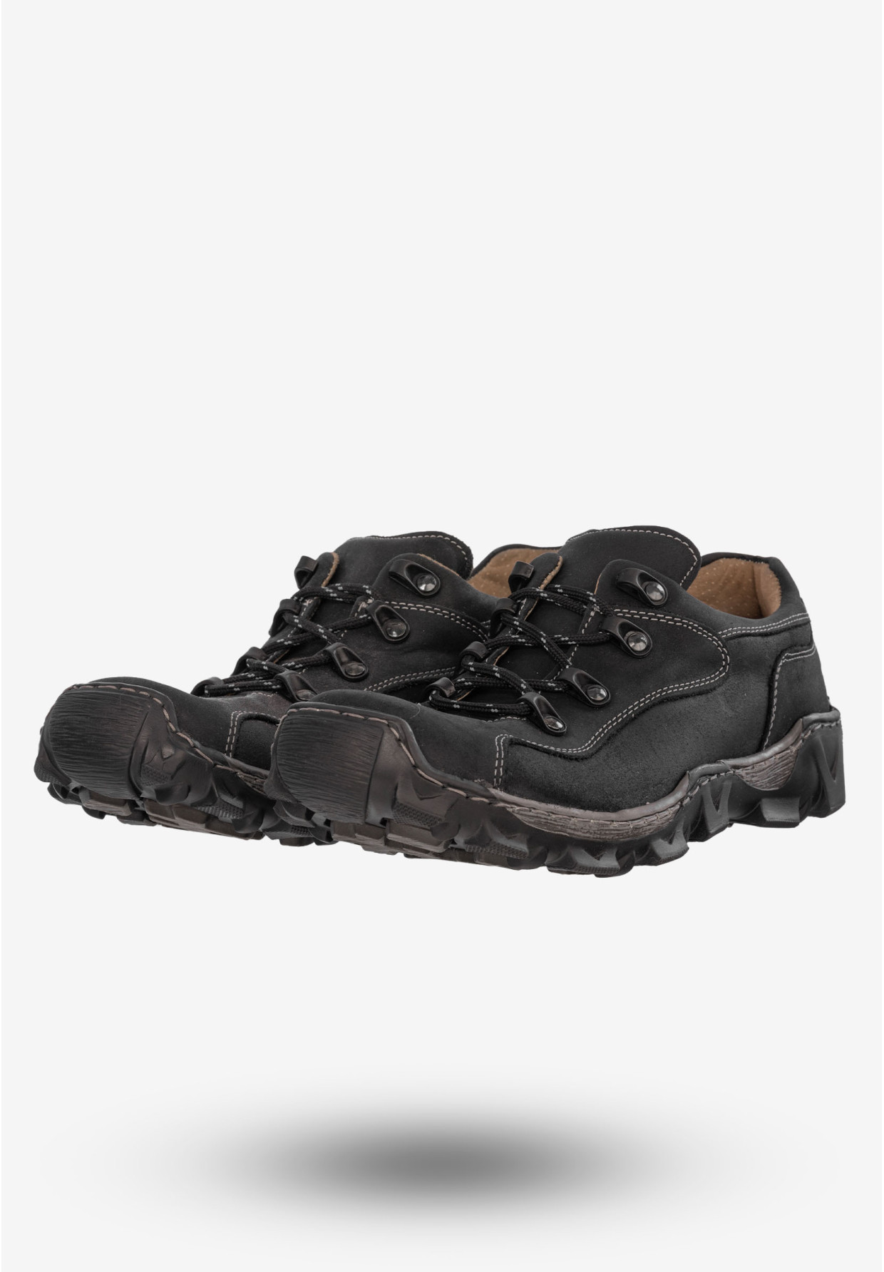 Trekkingi Męskie Buty Skórzane w góry Rammit Czarne 639/1d
