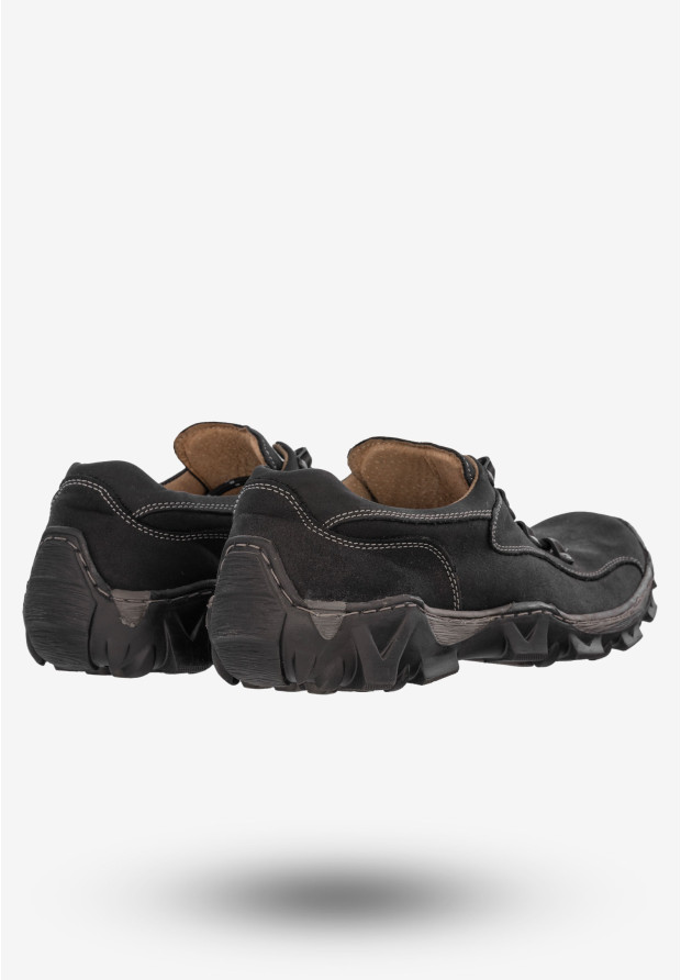 Trekkingi Męskie Buty Skórzane w góry Rammit Czarne 639/1d