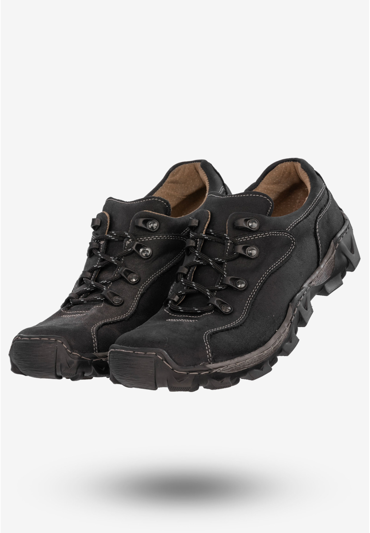Trekkingi Męskie Buty Skórzane w góry Rammit Czarne 639/1d