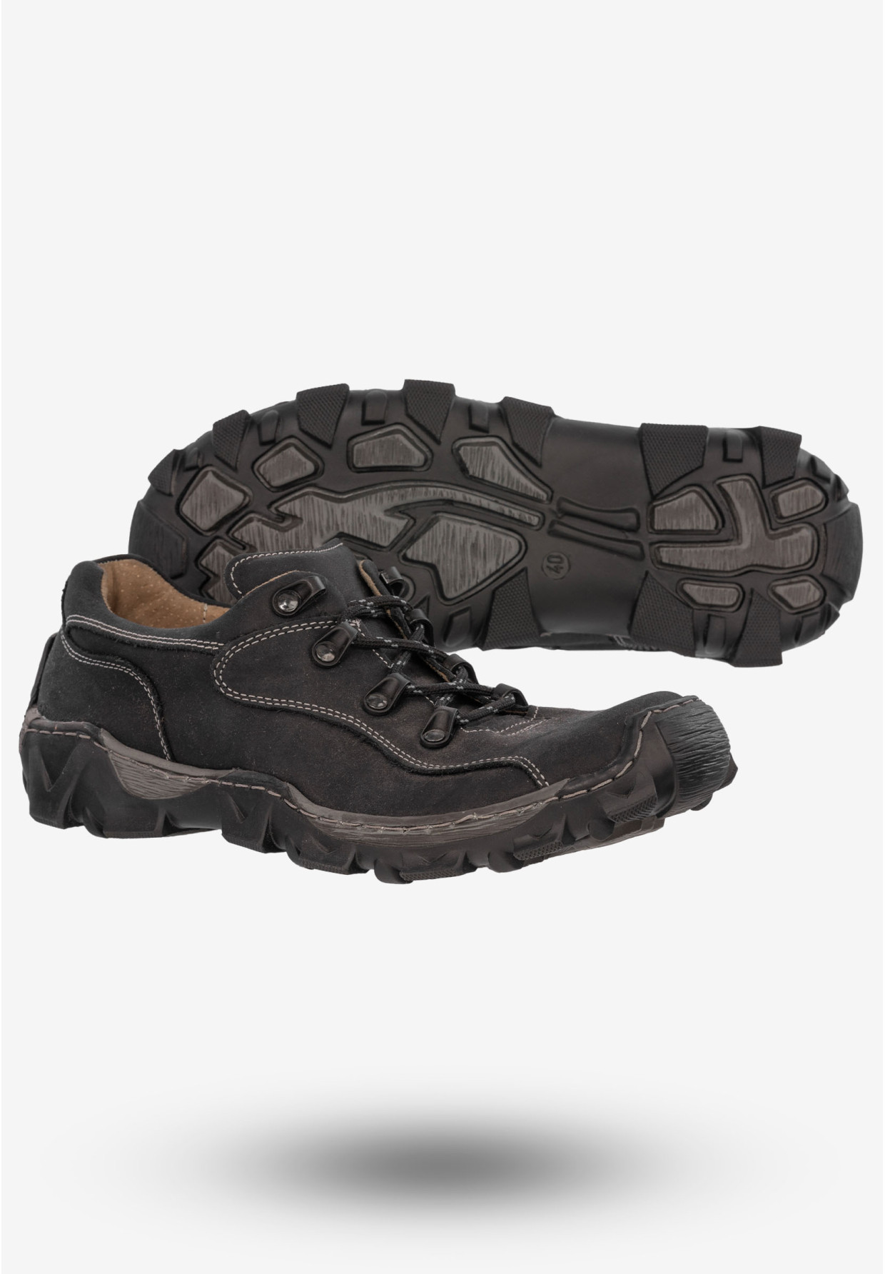 Trekkingi Męskie Buty Skórzane w góry Rammit Czarne 639/1d