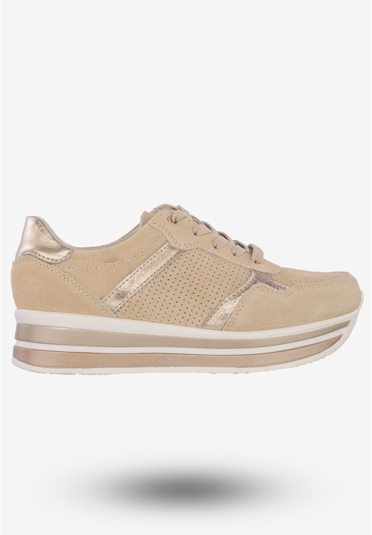 Sneakersy Damskie Skórzane Buty Na Platformie Beżowe Filippo DP2004/21 BE