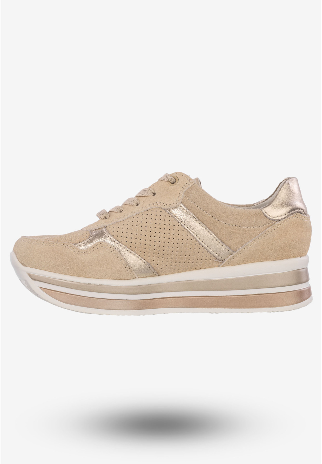 Sneakersy Damskie Skórzane Buty Na Platformie Beżowe Filippo DP2004/21 BE