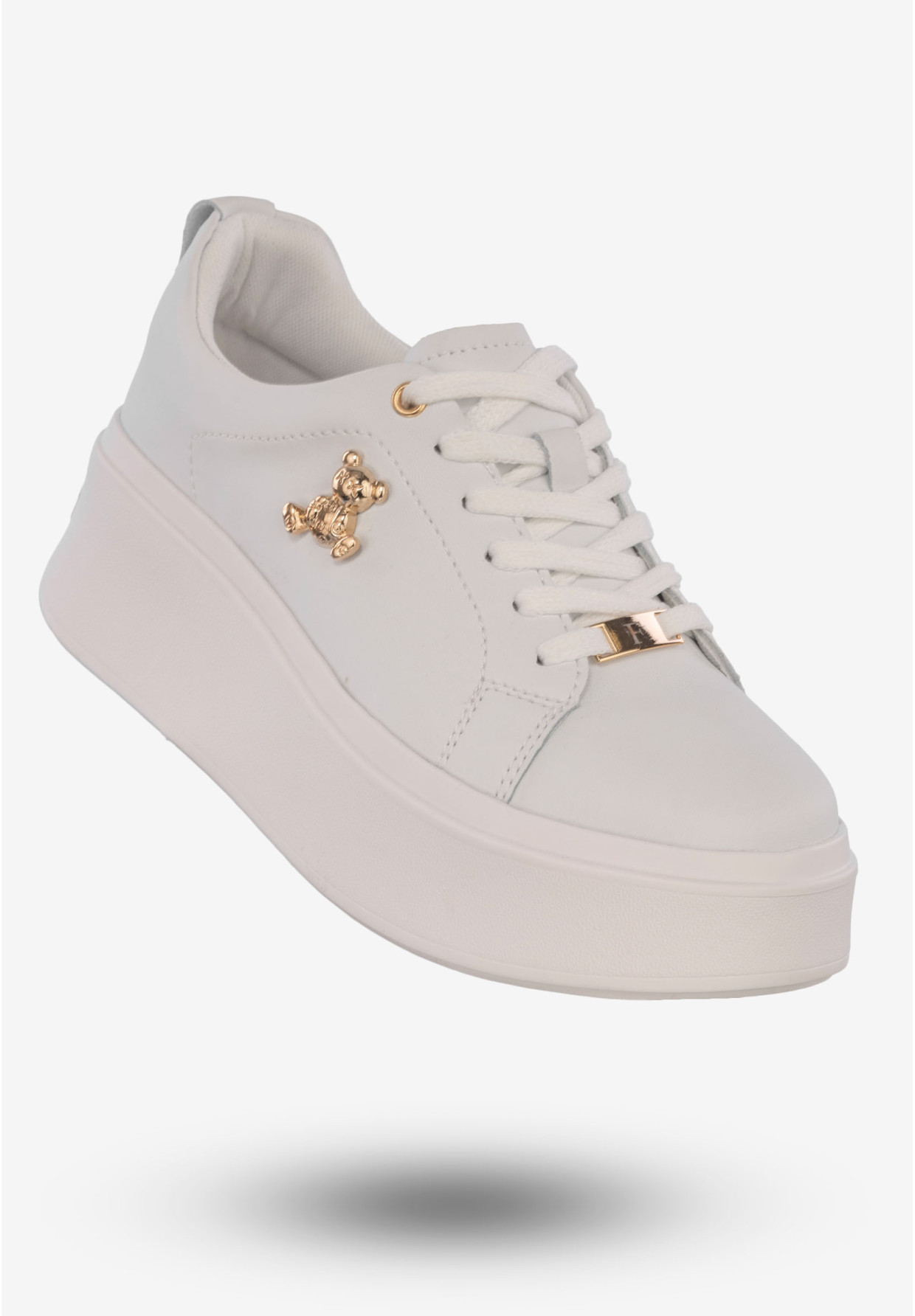 Sneakersy Damskie Skórzane Buty Na Platformie Filippo Białe DP6246/24 WH