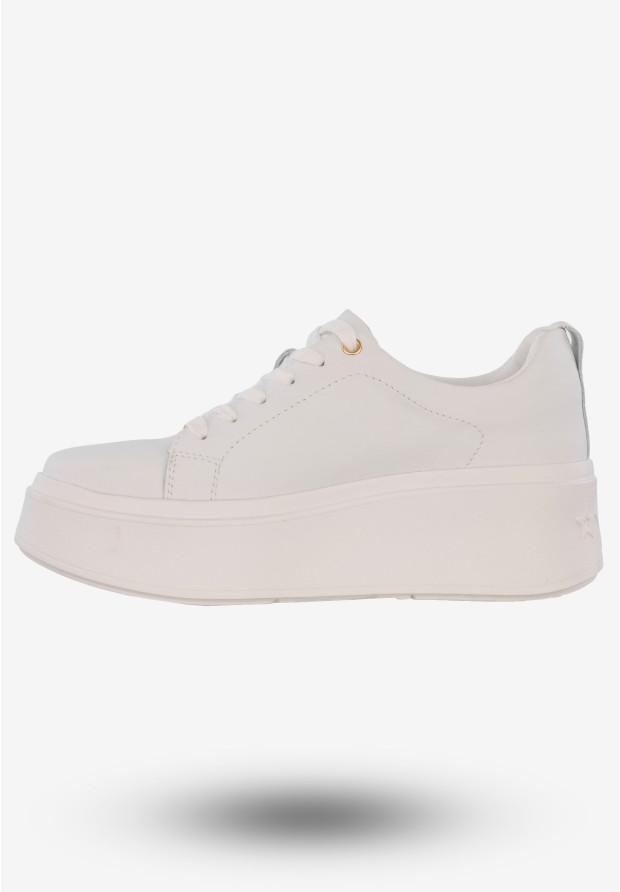 Sneakersy Damskie Skórzane Buty Na Platformie Filippo Białe DP6246/24 WH