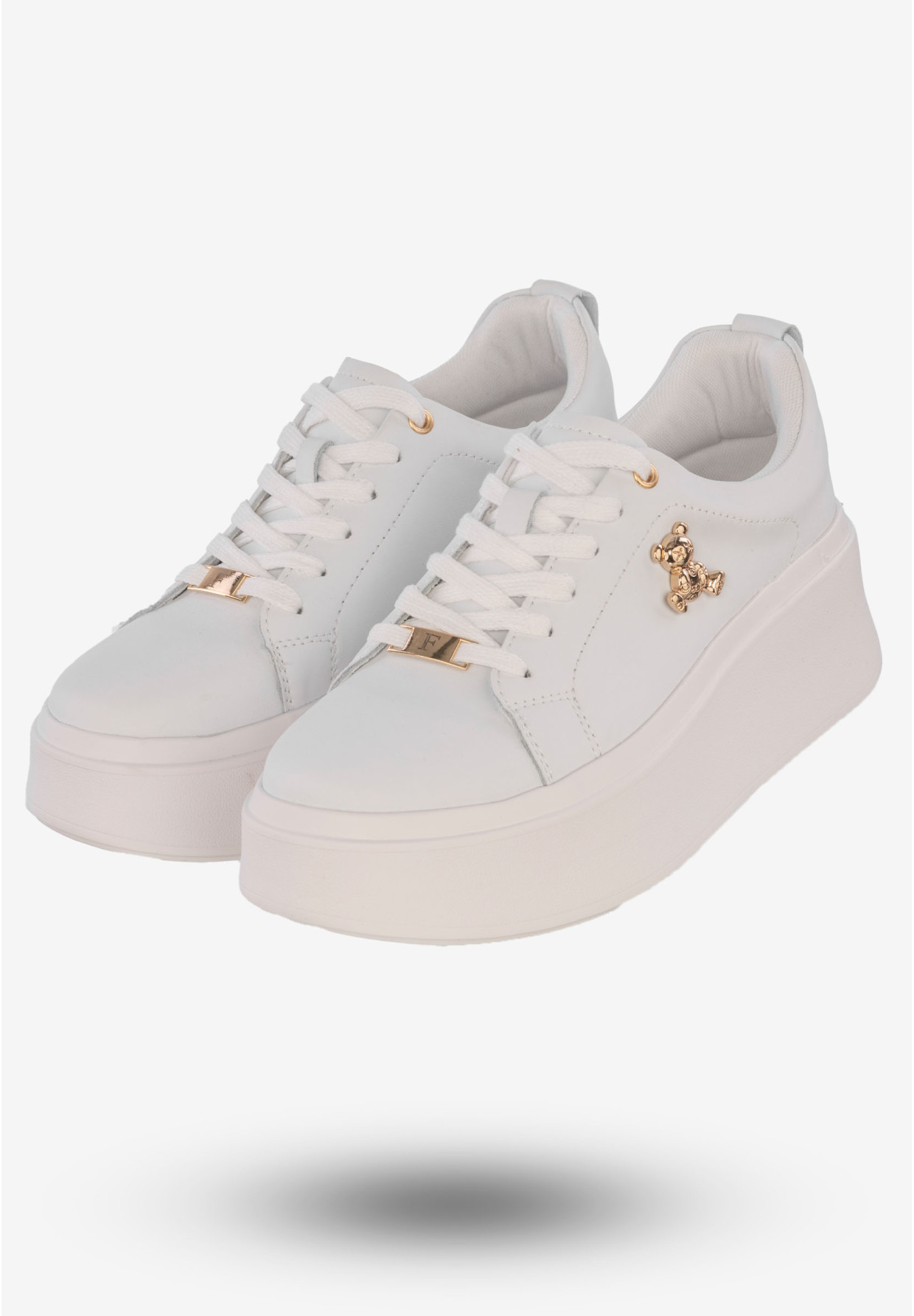 Sneakersy Damskie Skórzane Buty Na Platformie Filippo Białe DP6246/24 WH