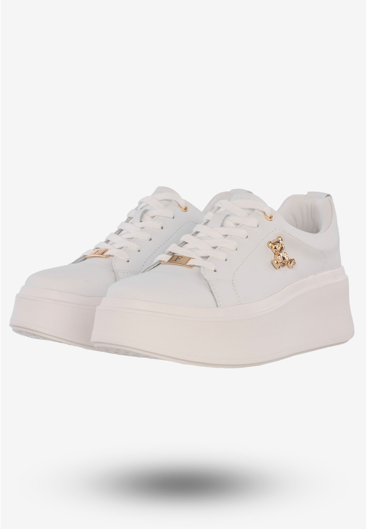 Sneakersy Damskie Skórzane Buty Na Platformie Filippo Białe DP6246/24 WH