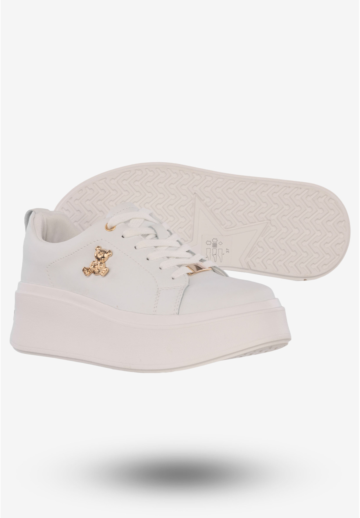 Sneakersy Damskie Skórzane Buty Na Platformie Filippo Białe DP6246/24 WH