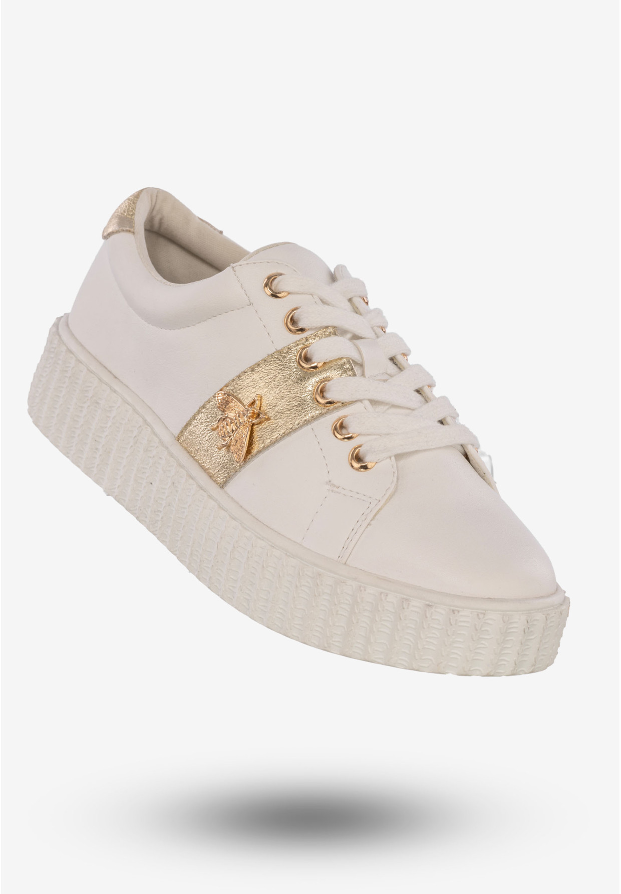 Sneakersy Damskie Tenisówki Buty Z Ozdobną Aplikacją Potocki Białe 23-12034 WH