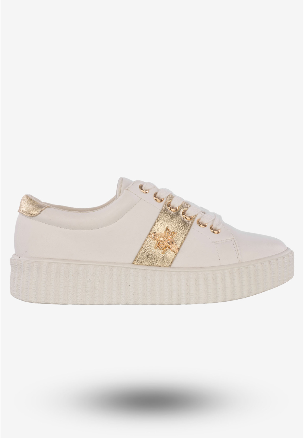 Sneakersy Damskie Tenisówki Buty Z Ozdobną Aplikacją Potocki Białe 23-12034 WH