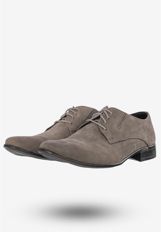 Półbuty Wizytowe Męskie Buty Eleganckie Peppe Rosso Popiel M452P