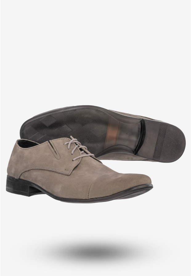 Półbuty Wizytowe Męskie Buty Eleganckie Peppe Rosso Popiel M452P