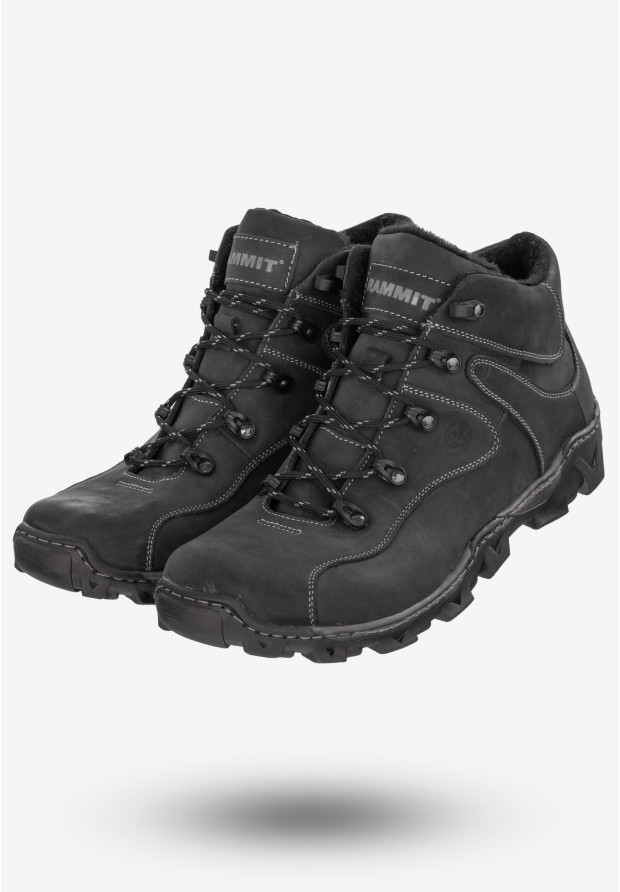 Trekkingi Męskie Buty Ocieplane Na Zimę Botki Rammit Czarne 634/2