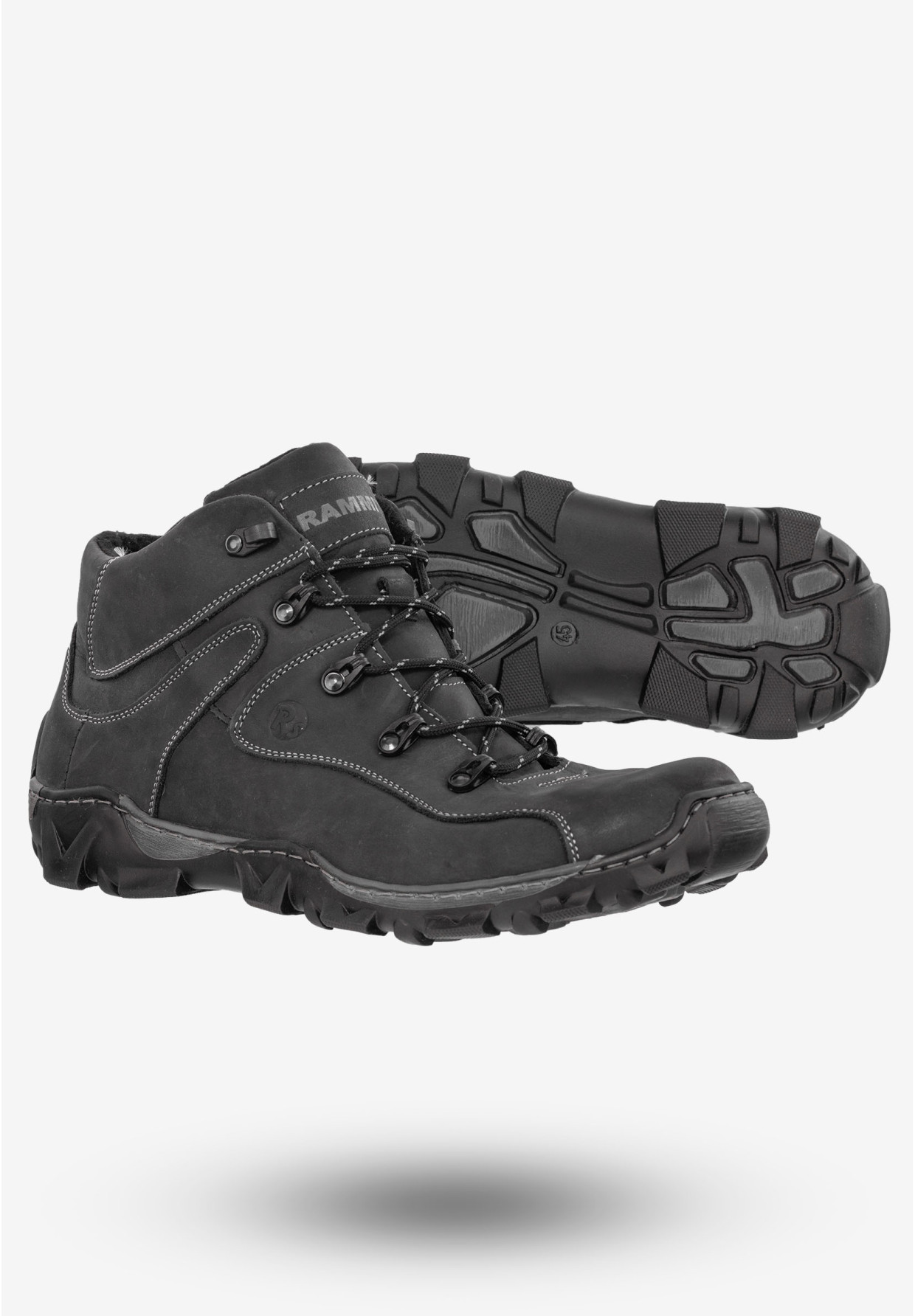 Trekkingi Męskie Buty Ocieplane Na Zimę Botki Rammit Czarne 634/2