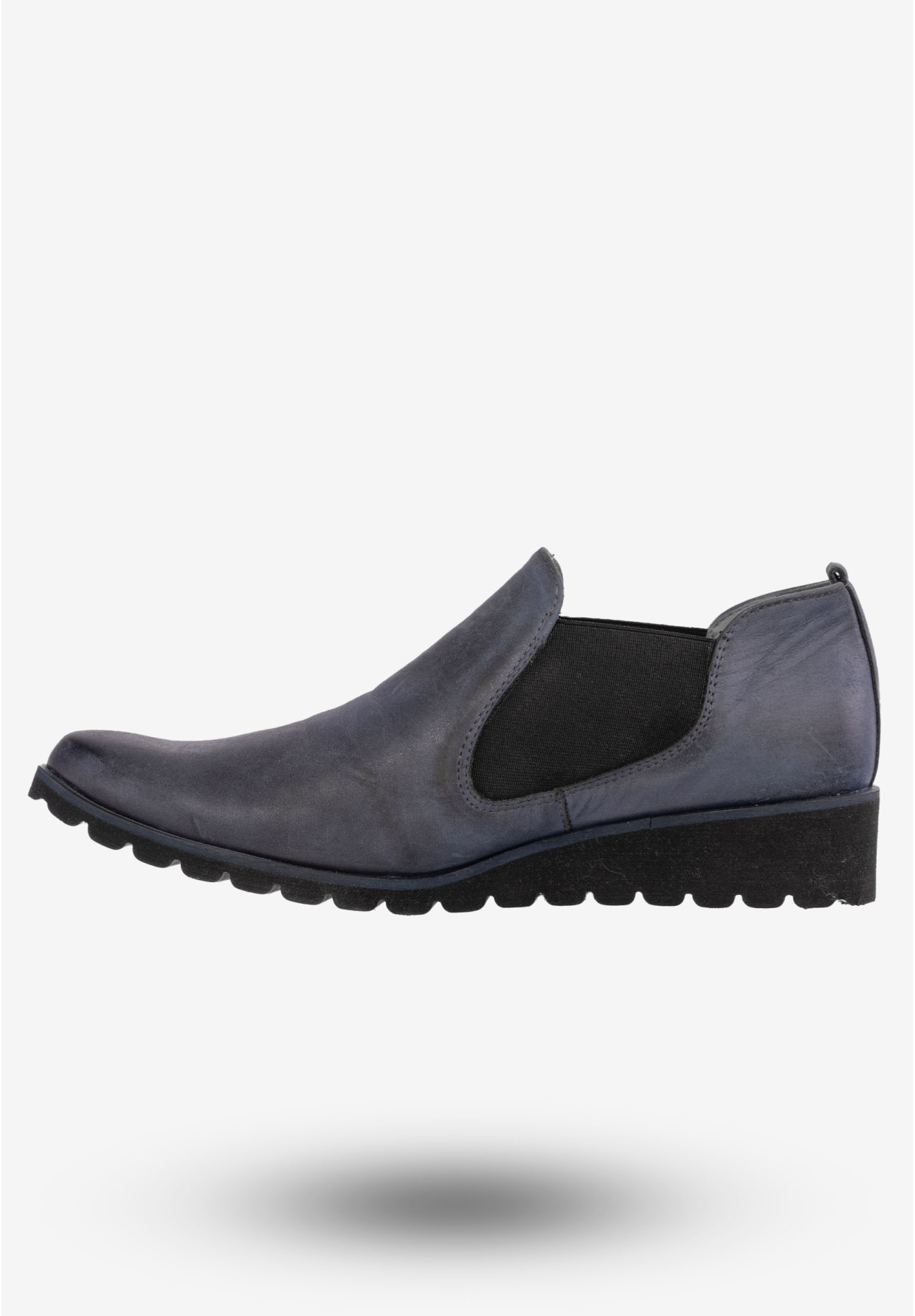 Półbuty Damskie Buty Na Niskiej Koturnie Skórzane eSKa Granatowe 1130