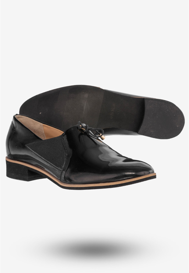 Półbuty Damskie Skórzane Buty Eleganckie Wsuwane eSKa Czarne 284
