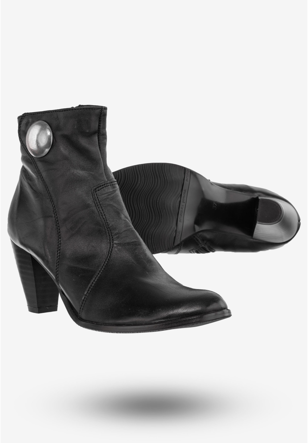 Botki Damskie Skórzane Buty Na Obcasie Ocieplane Zimowe Opal Czarne 13