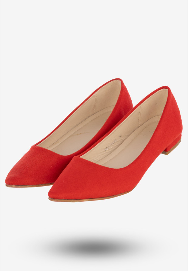 Baleriny Damskie Półbuty Eleganckie Buty Jezzi Czerwone 20BL35-2140-RED