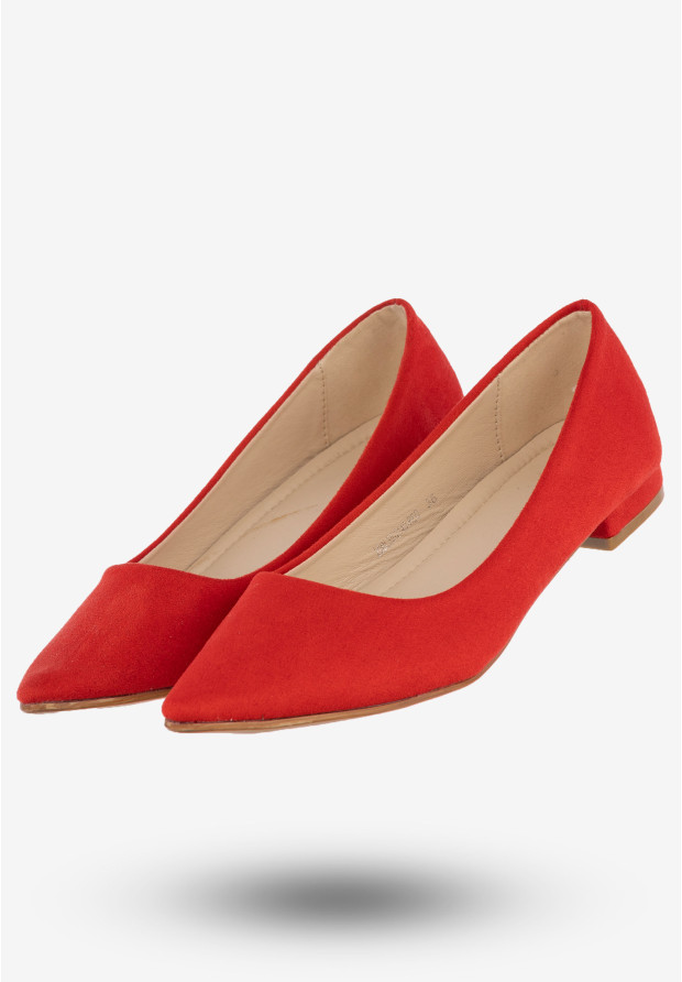 Baleriny Damskie Półbuty Eleganckie Buty Jezzi Czerwone 20BL35-2140-RED