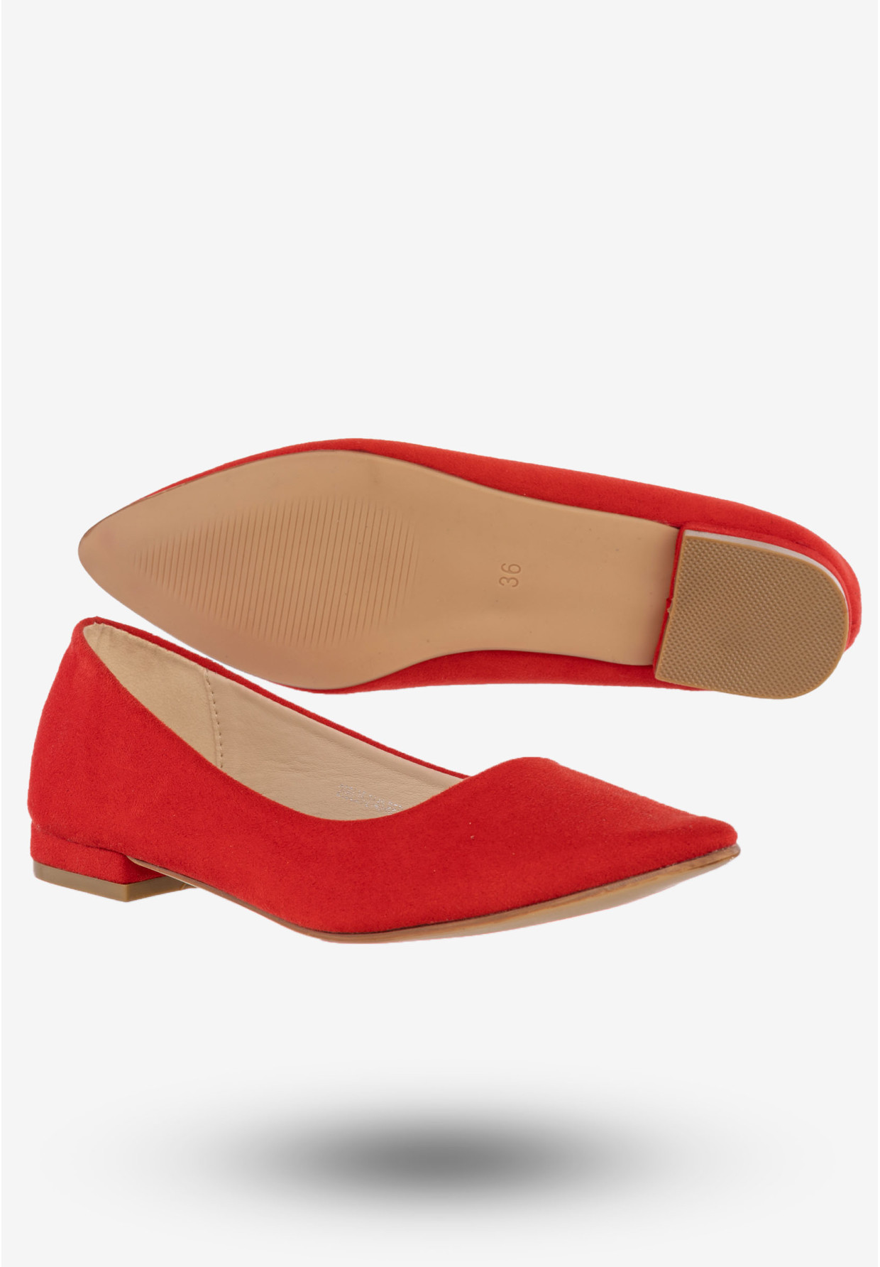 Baleriny Damskie Półbuty Eleganckie Buty Jezzi Czerwone 20BL35-2140-RED