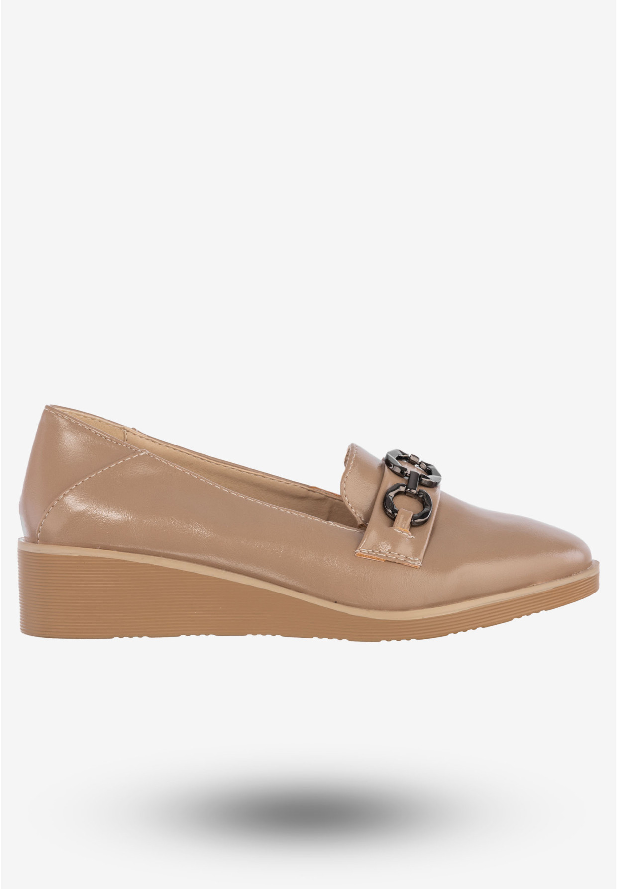 Półbuty Damskie Ekoskóra Eleganckie Buty Na Koturnie M.Daszyński Beżowe MR2265-1