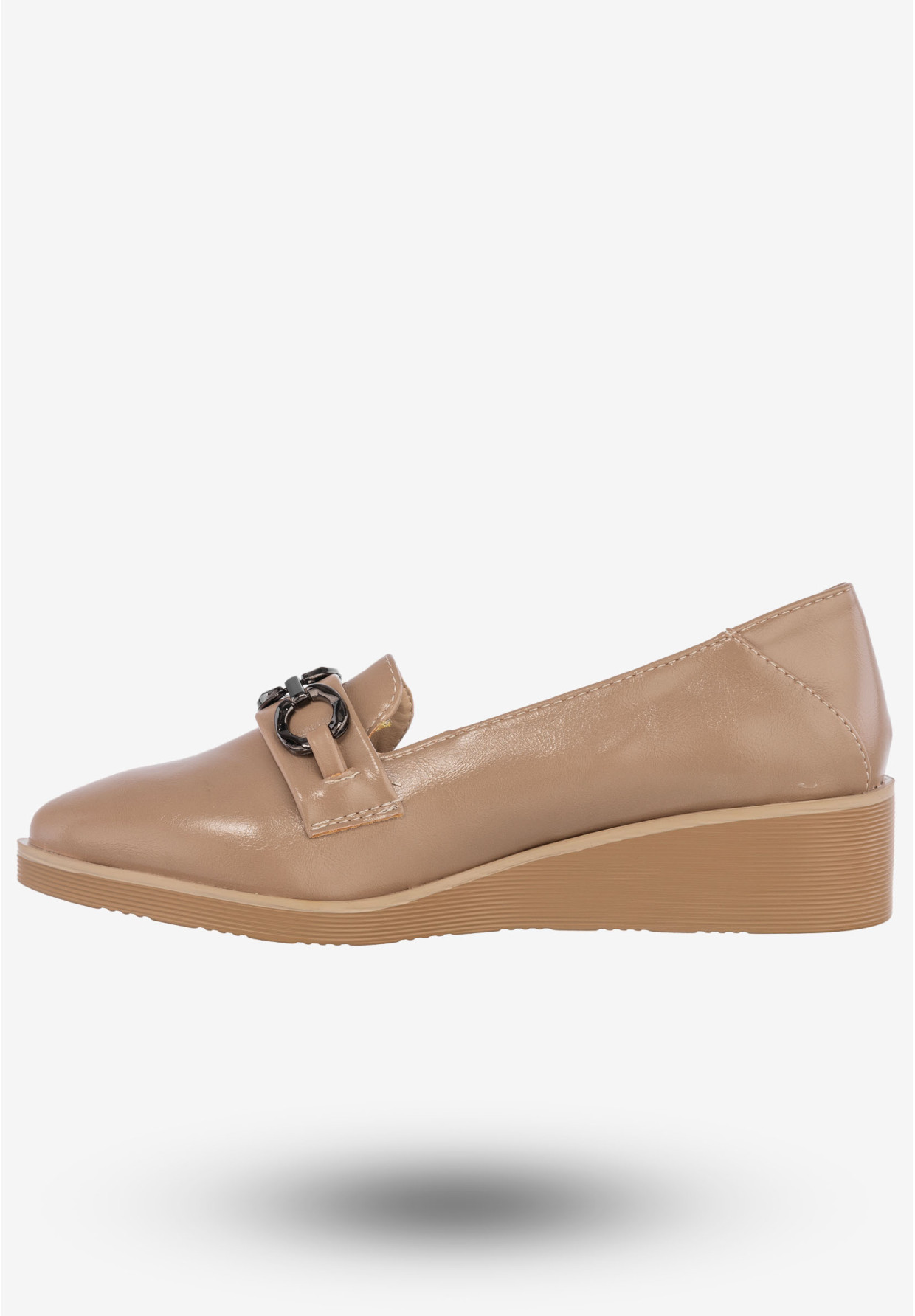 Półbuty Damskie Ekoskóra Eleganckie Buty Na Koturnie M.Daszyński Beżowe MR2265-1