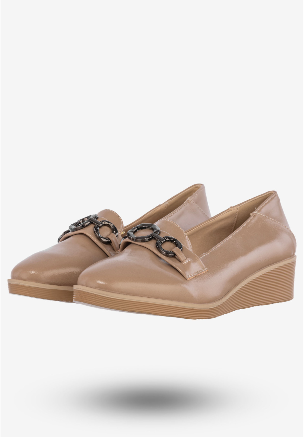 Półbuty Damskie Ekoskóra Eleganckie Buty Na Koturnie M.Daszyński Beżowe MR2265-1