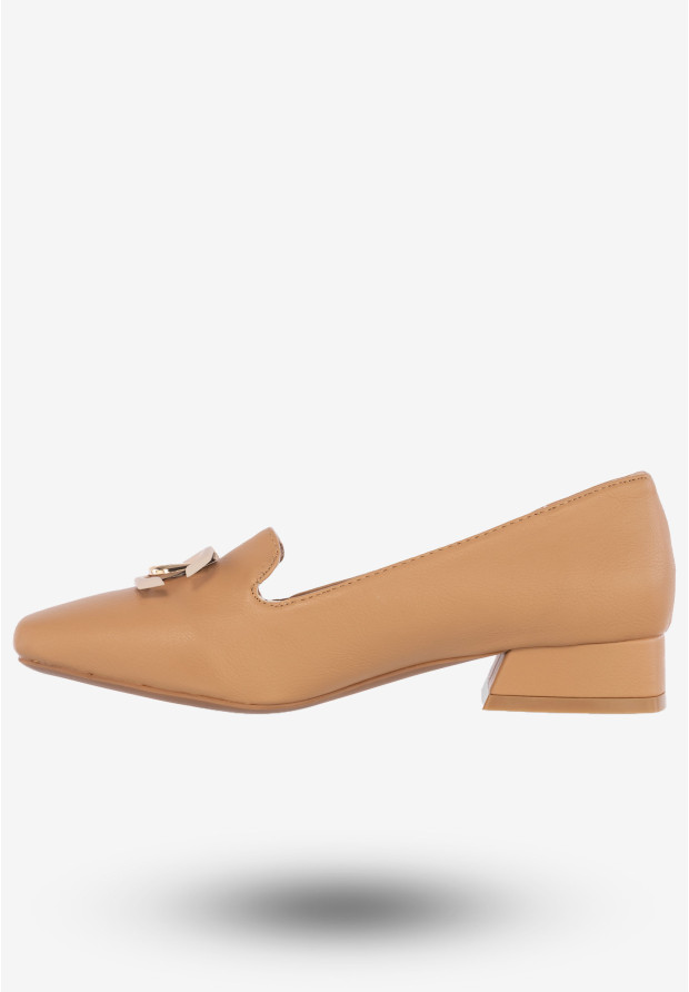Półbuty Damskie Ekoskóra Buty Na Niskim Obcasie M.Daszyński Camel MR23110-2