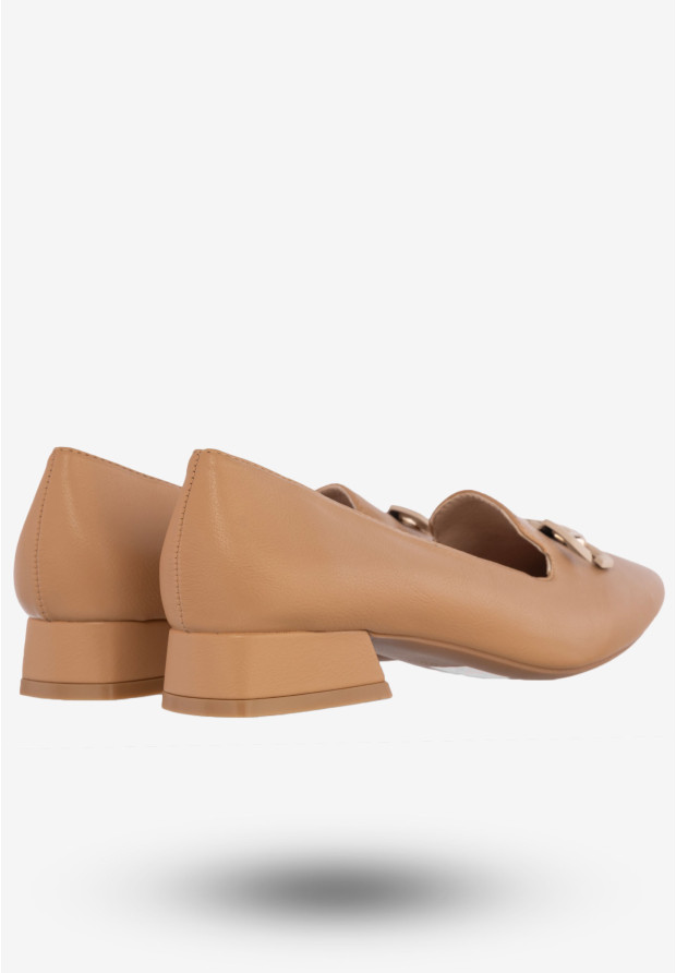 Półbuty Damskie Ekoskóra Buty Na Niskim Obcasie M.Daszyński Camel MR23110-2