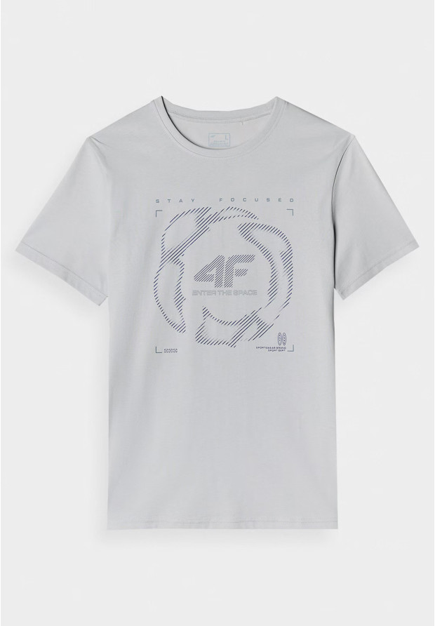 Koszulka Męska 4F Sportowy T-shirt Szary Regular 4FWAW24TTSHM1587