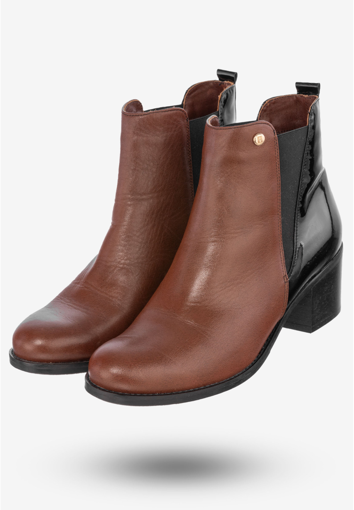 Botki Damskie Skórzane Buty Na Klocku Ocieplane Na Zimę Darex Brązowe B-86/6