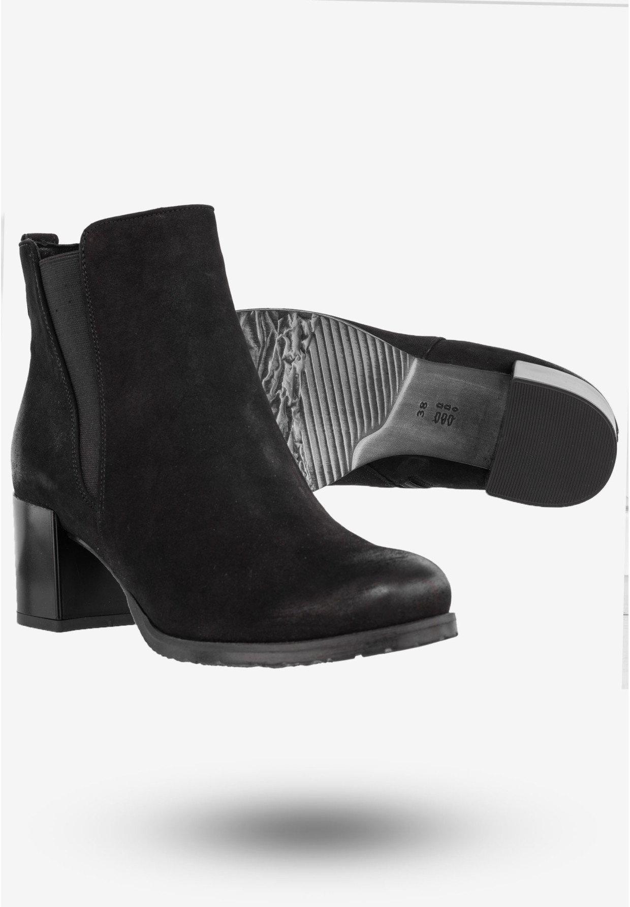 Botki Damskie Skórzane Buty Na Zimę Ocieplane Na Klocku Darex Czarne
