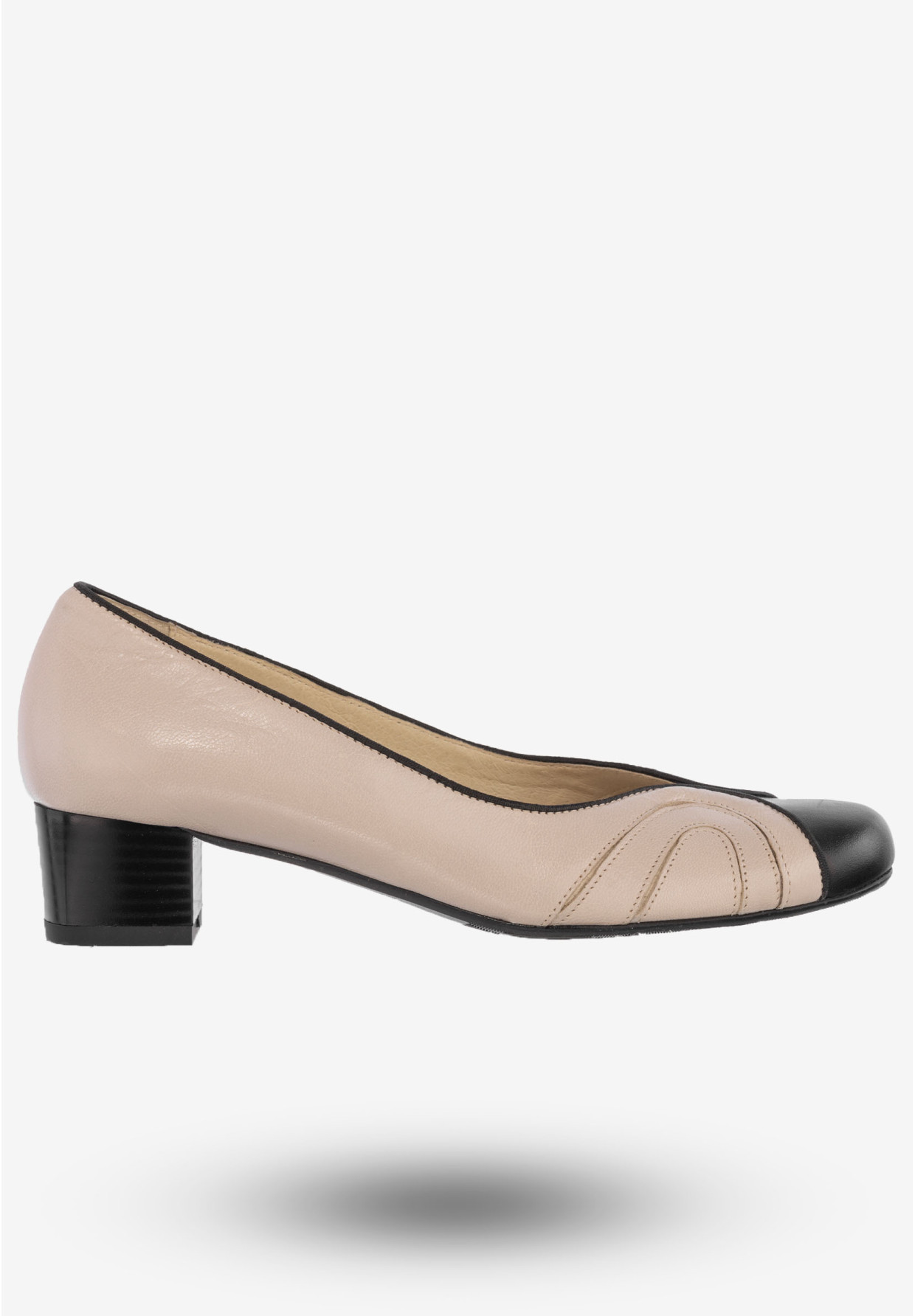Półbuty Damskie Skórzane Buty Eleganckie Na Klocku Darex Beżowe C-232