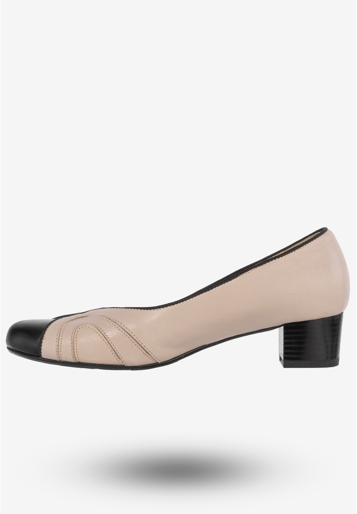Półbuty Damskie Skórzane Buty Eleganckie Na Klocku Darex Beżowe C-232