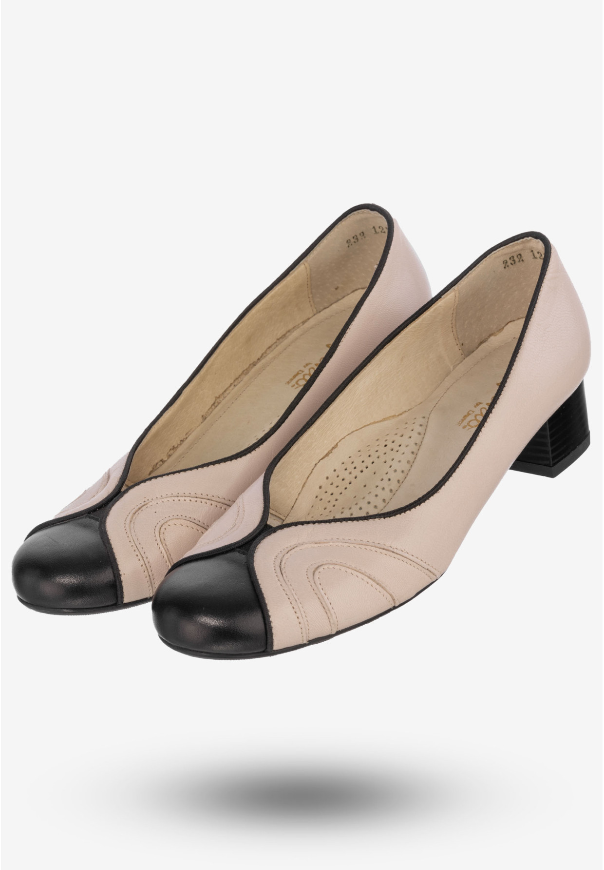 Półbuty Damskie Skórzane Buty Eleganckie Na Klocku Darex Beżowe C-232